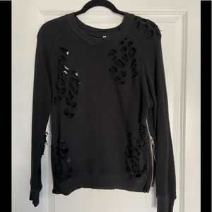 R13 Shredded Side-zip Sweatshirt